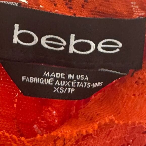 bebe Red Lace Keyhole Crop Top XS | Vintage Y2K Sheer Floral High Neck USA Made - Picture 6 of 7